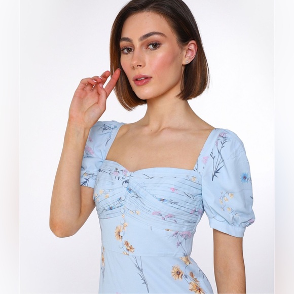 SELF-PORTRAIT Floral Watercolour Crepe Midi Dress - Picture 6 of 11